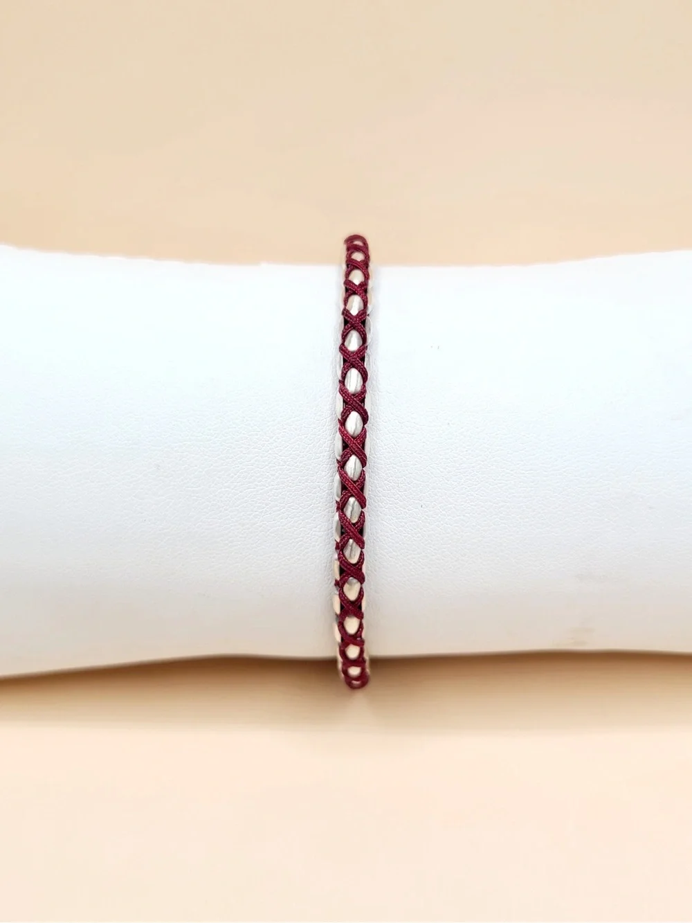 David Yurman Woven Maroon Box Chain Bracelet In Sterling Silver , 4.8mm